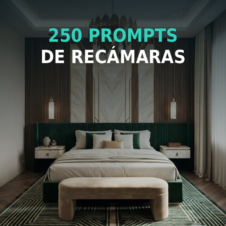 250 Prompts para Renderizado con IA de Recámaras